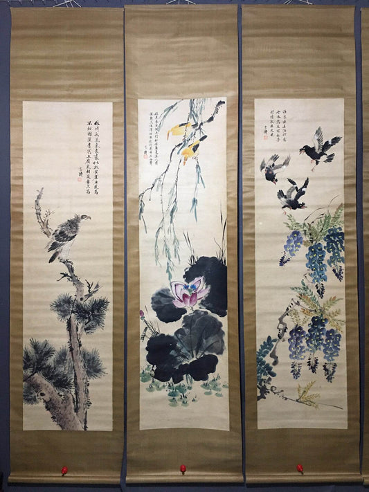 王雪濤四條屏花鳥畫 - 九州墨閣