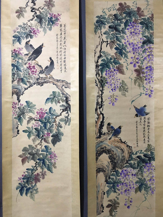 顏伯龍四條屏花鳥畫 - 九州墨閣