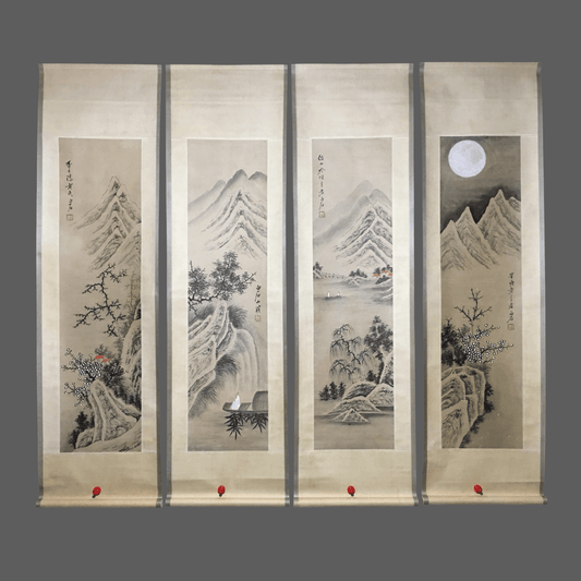 齊白石四條屏山水畫 - 九州墨閣