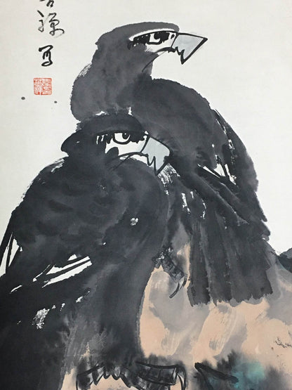 李苦禪四條屏【松鷹畫】 - 九州墨閣