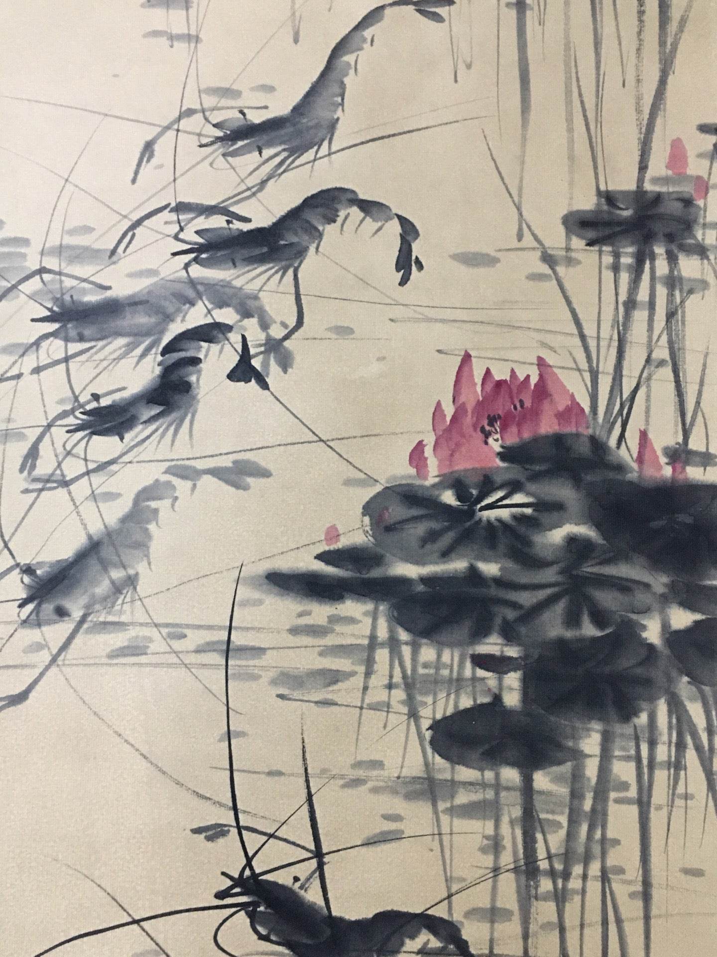 齊白石四條屏群蝦畫 - 九州墨閣