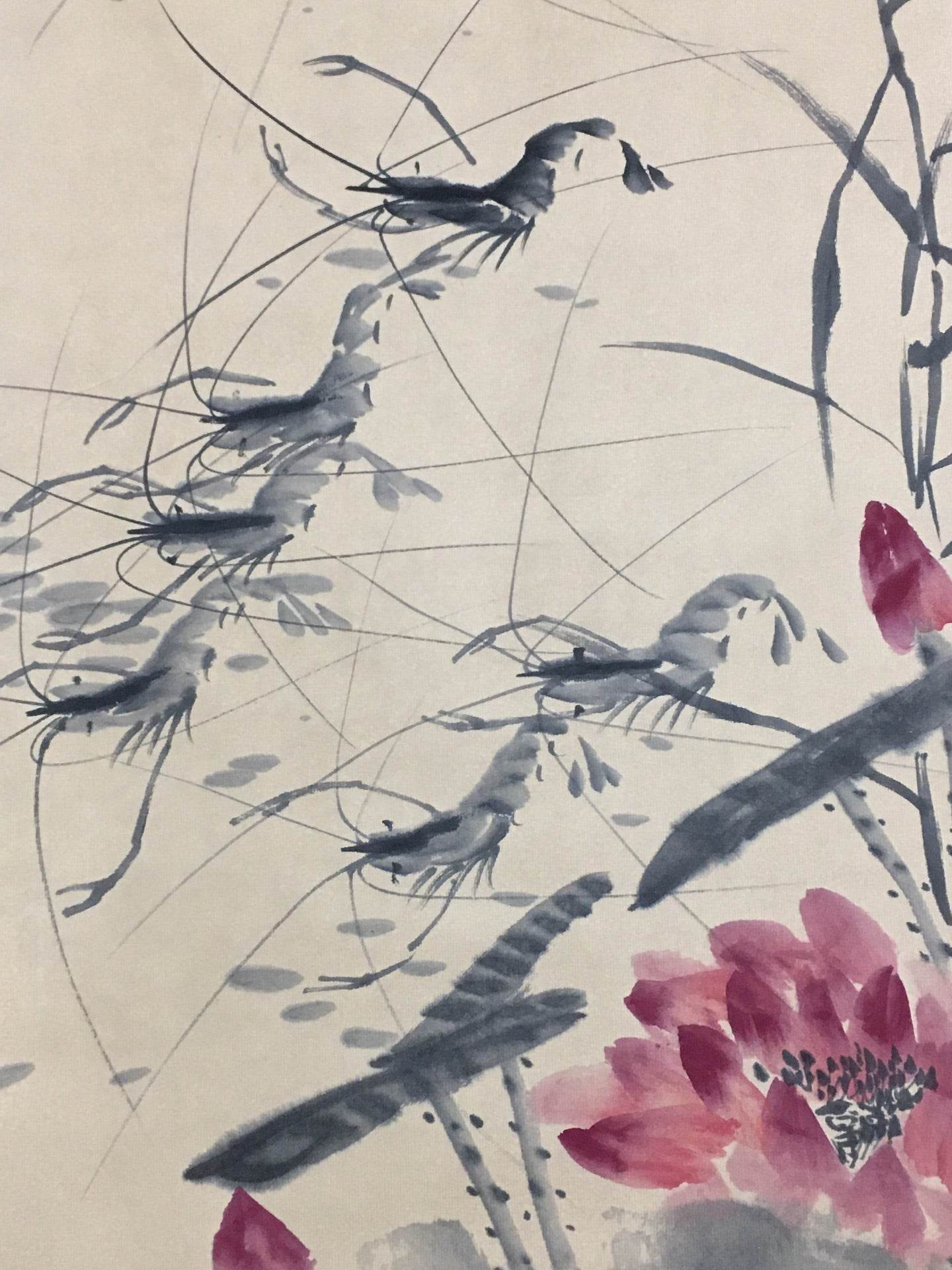 齊白石四條屏群蝦畫 - 九州墨閣