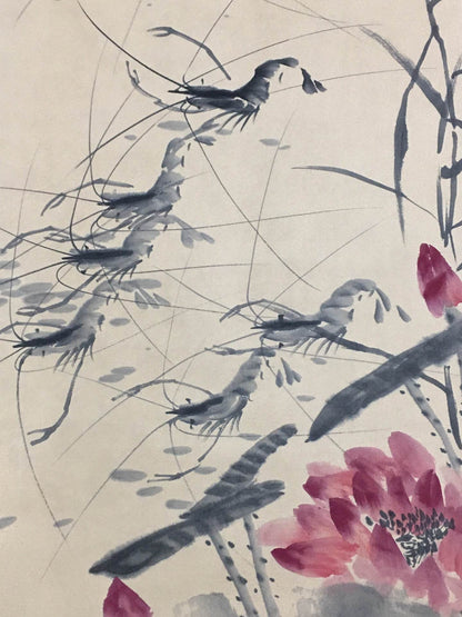 齊白石四條屏群蝦畫 - 九州墨閣