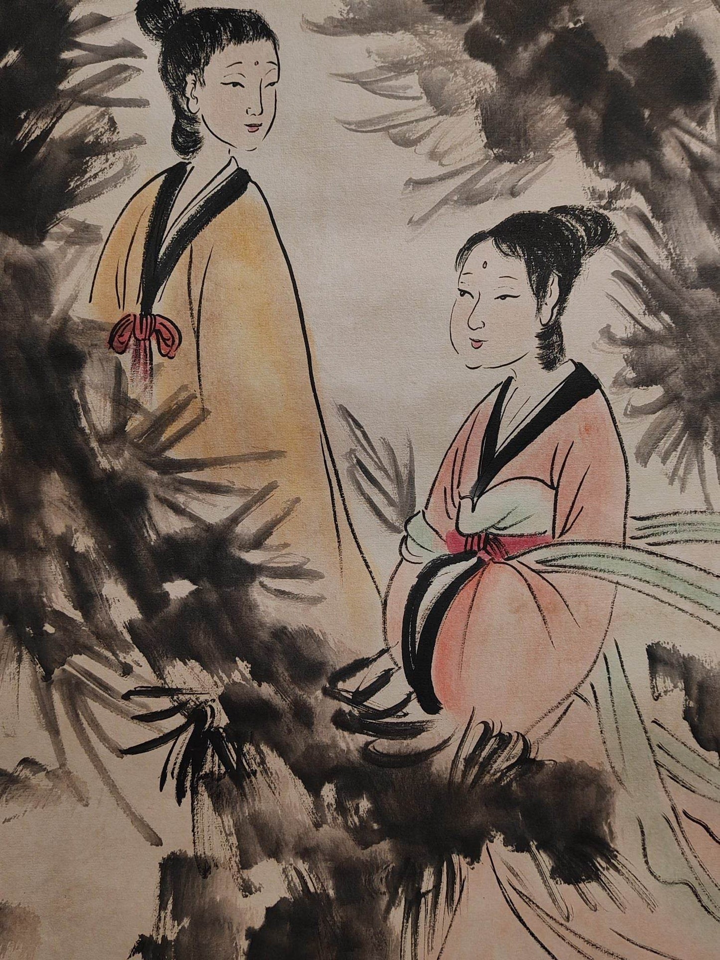 傅抱石八條屏人物畫 - 九州墨閣