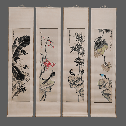 王雪濤四條屏花鳥畫 - 九州墨閣