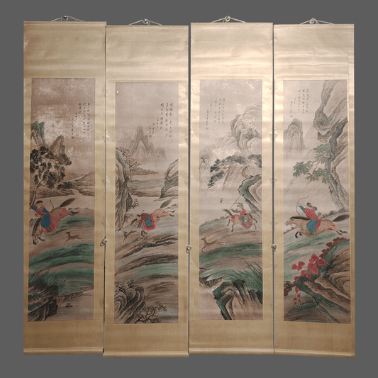 郎世寧四條屏人物畫 - 九州墨閣