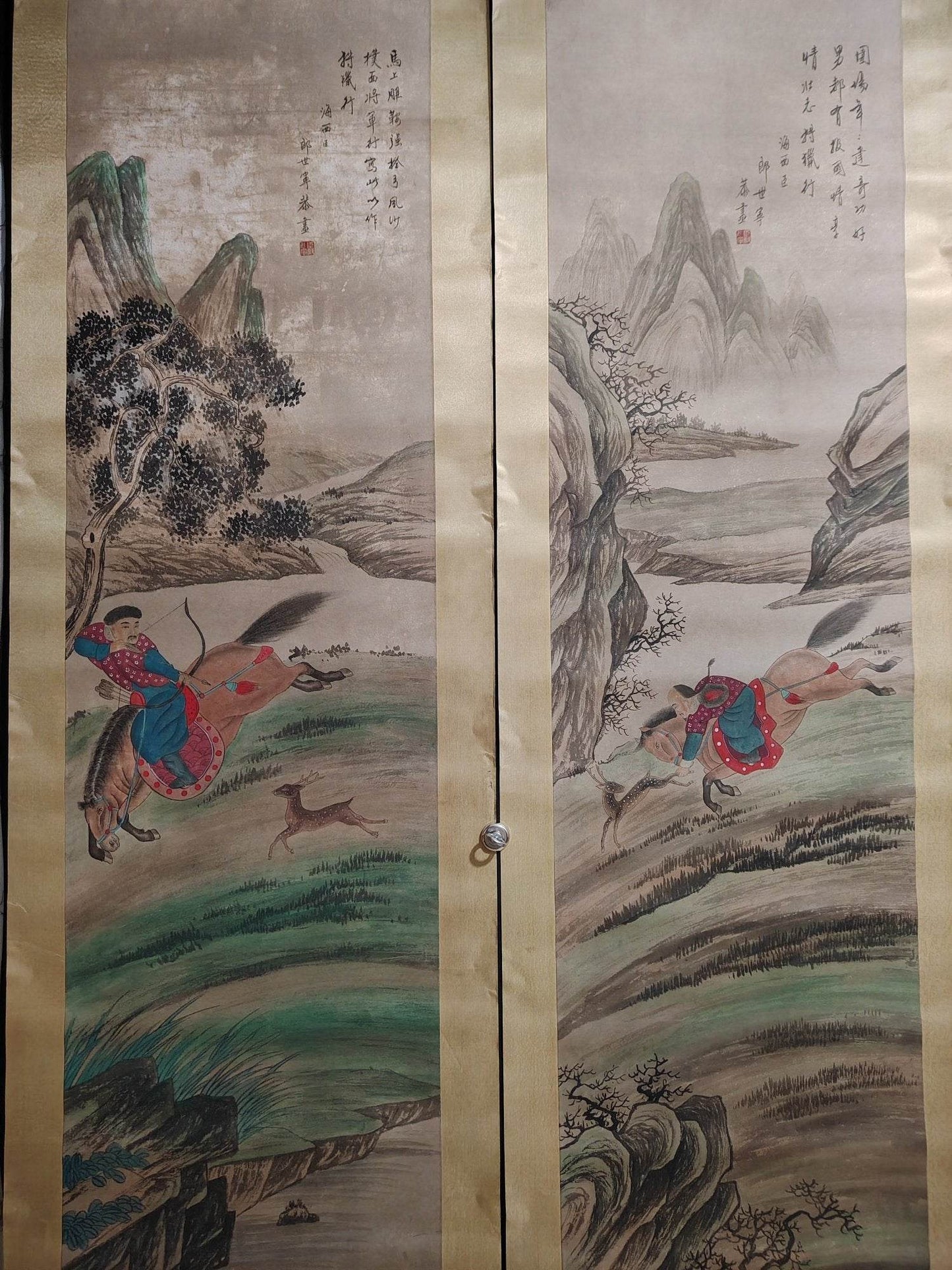 郎世寧四條屏人物畫 - 九州墨閣