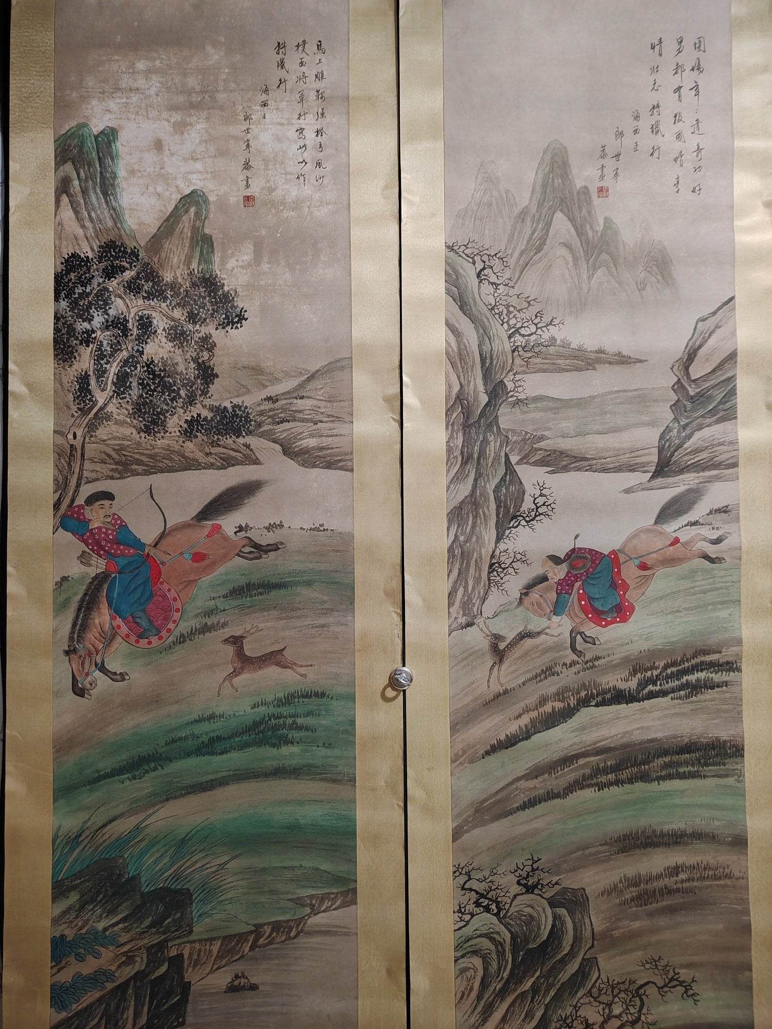 郎世寧四條屏人物畫 - 九州墨閣