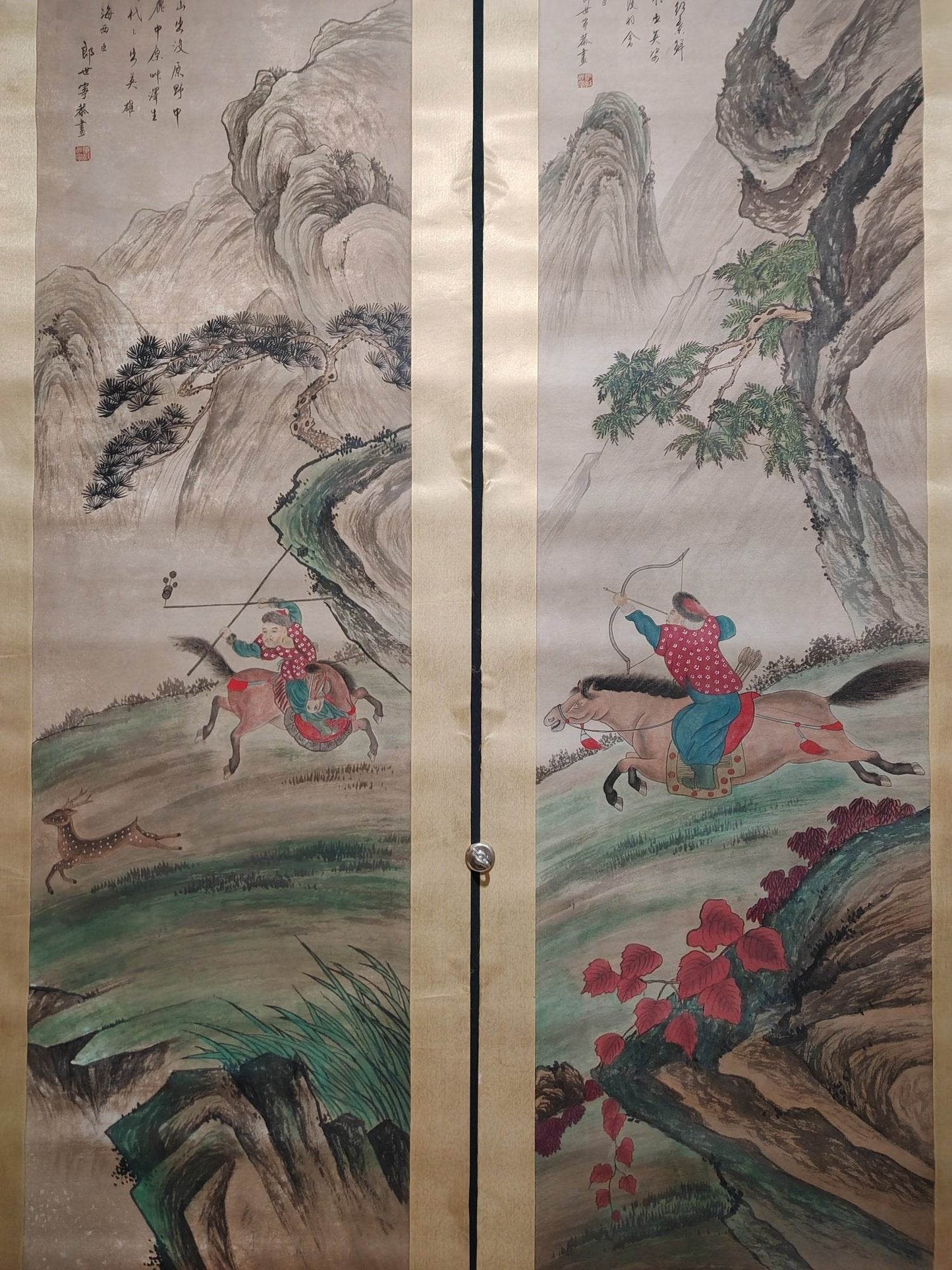 郎世寧四條屏人物畫 - 九州墨閣