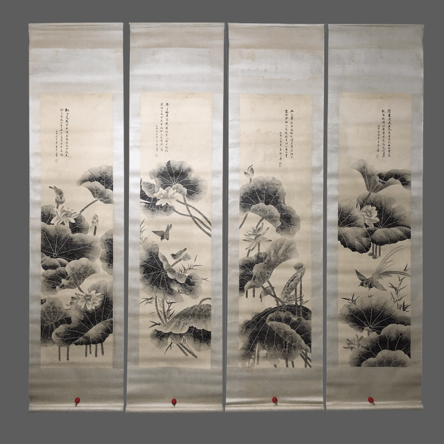 胡公壽四條屏花鳥畫 - 九州墨閣