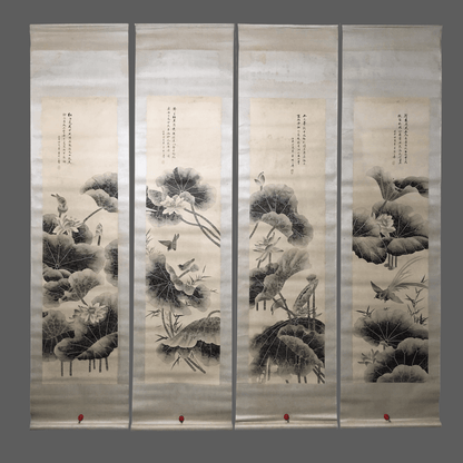 胡公壽四條屏花鳥畫 - 九州墨閣
