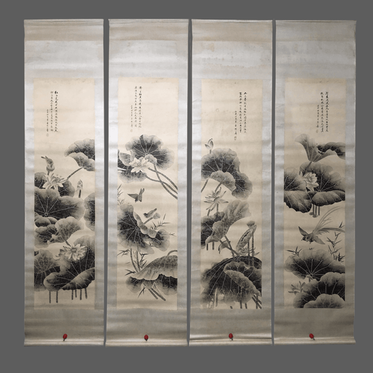 胡公壽四條屏花鳥畫 - 九州墨閣