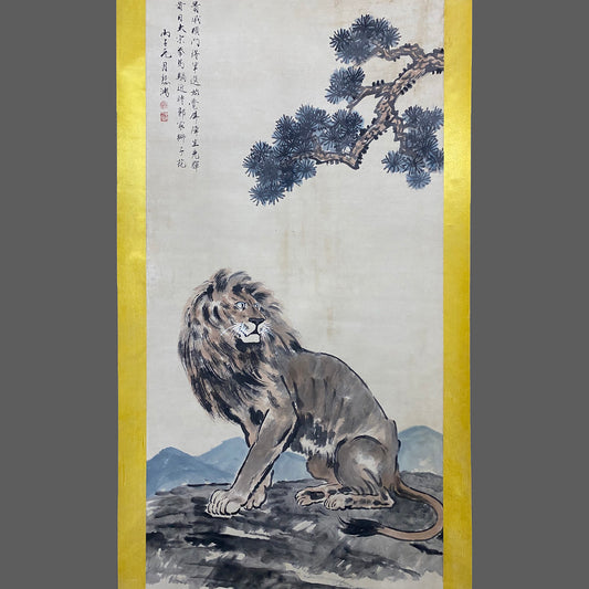 徐悲鴻中堂雄獅畫