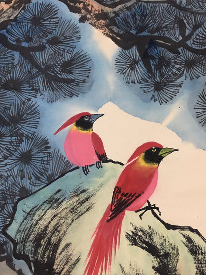 顏伯龍中堂花鳥畫