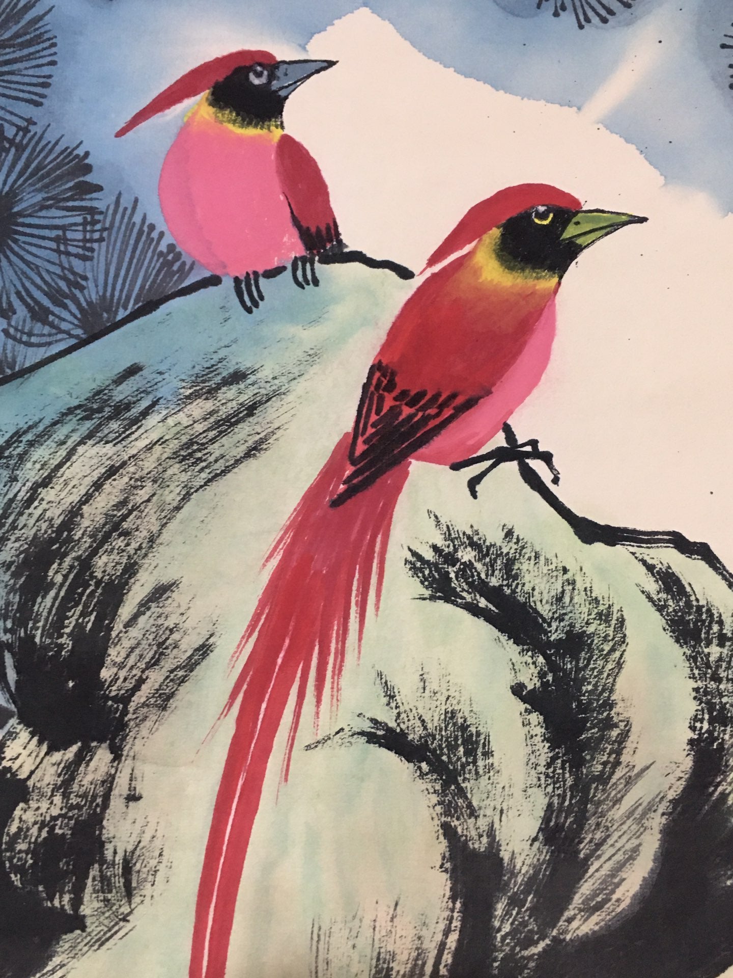 顏伯龍中堂花鳥畫
