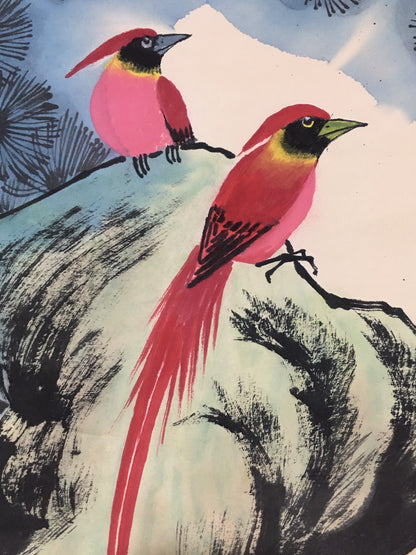 顏伯龍中堂花鳥畫
