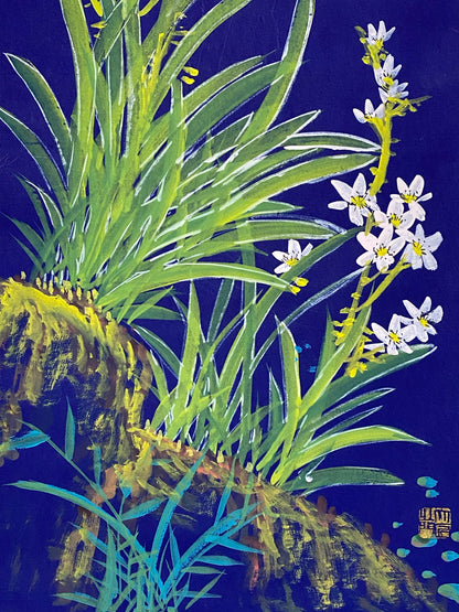 齊白石中堂蘭花畫