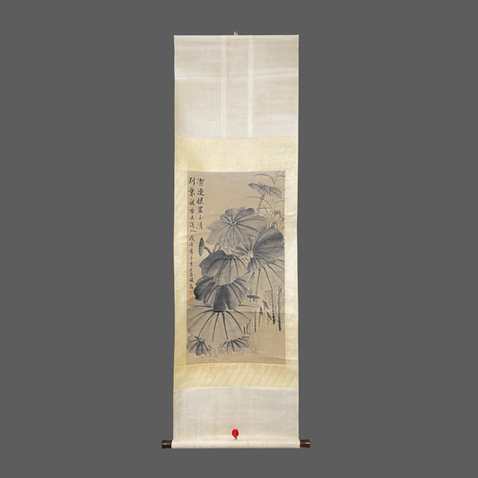 吳昌碩中堂荷花畫